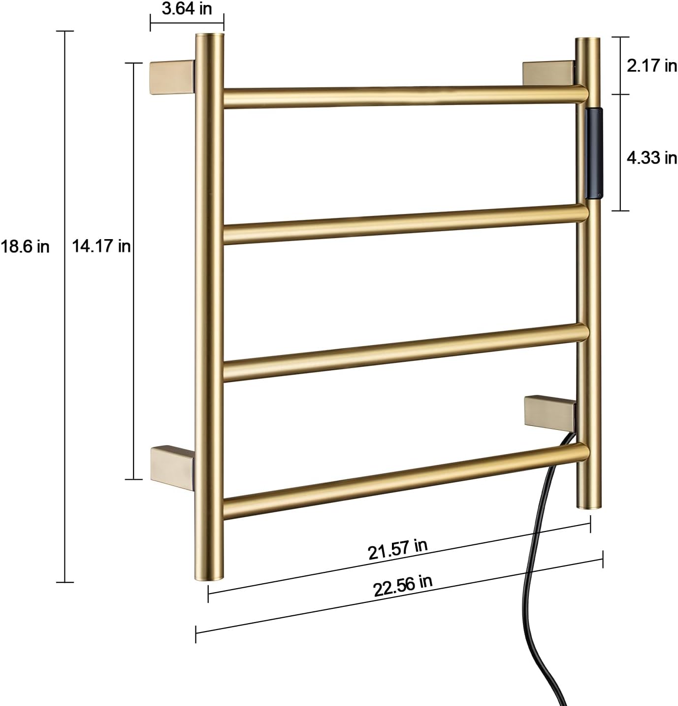 TRJIKAG Heated Towel Racks 4 Bars Electric Warm Towel Dryer Gold