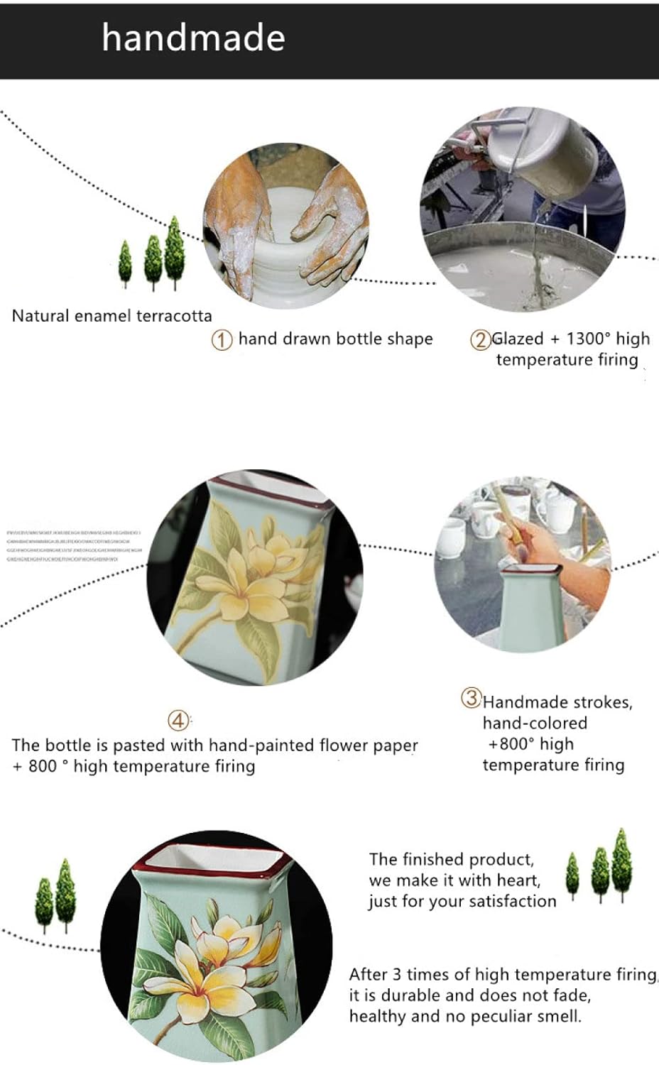 SAFWE Crack Ceramic Hand Soap Dispenser Set with Flower Bird Design