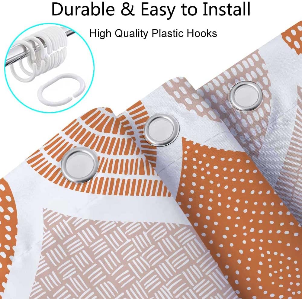 JAWO Orange Grey Shower Curtain Set 72x72 Inch
