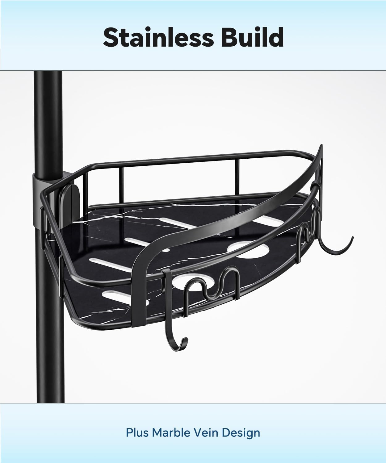 EUHOME Corner Shower Caddy Tension Pole 4-Tier Organizer
