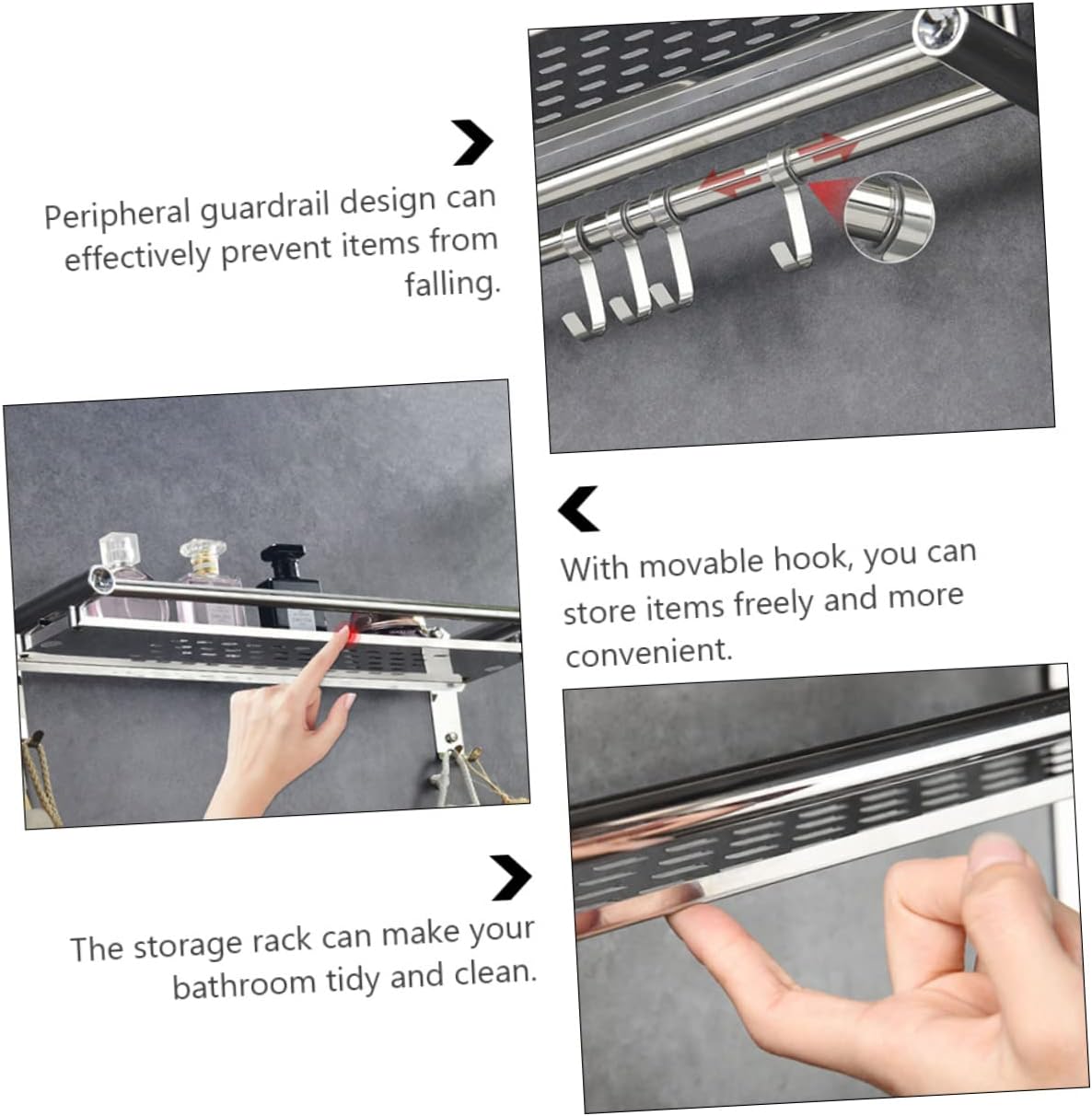 LIFKOME Bathroom Storage Rack with Movable Hooks