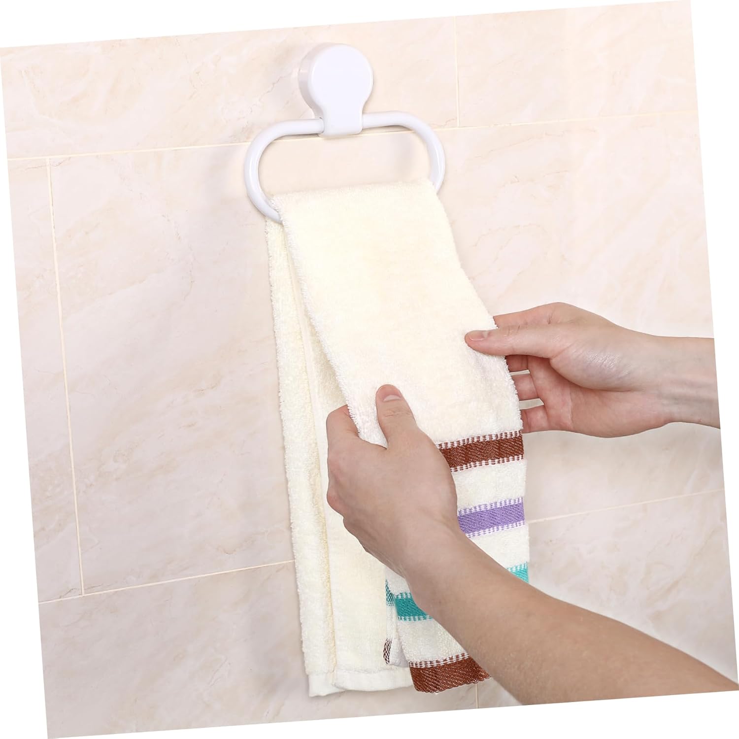 HOMSFOU Self Adhesive Towel Rack Pink Durable No Drill