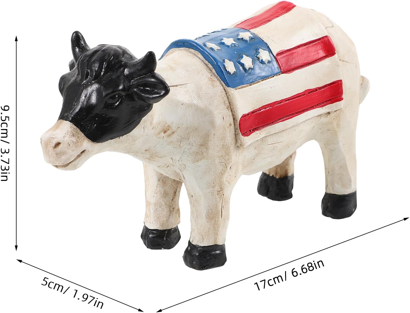 LUOZZY Patriotic Resin Cow Statue Home Decor