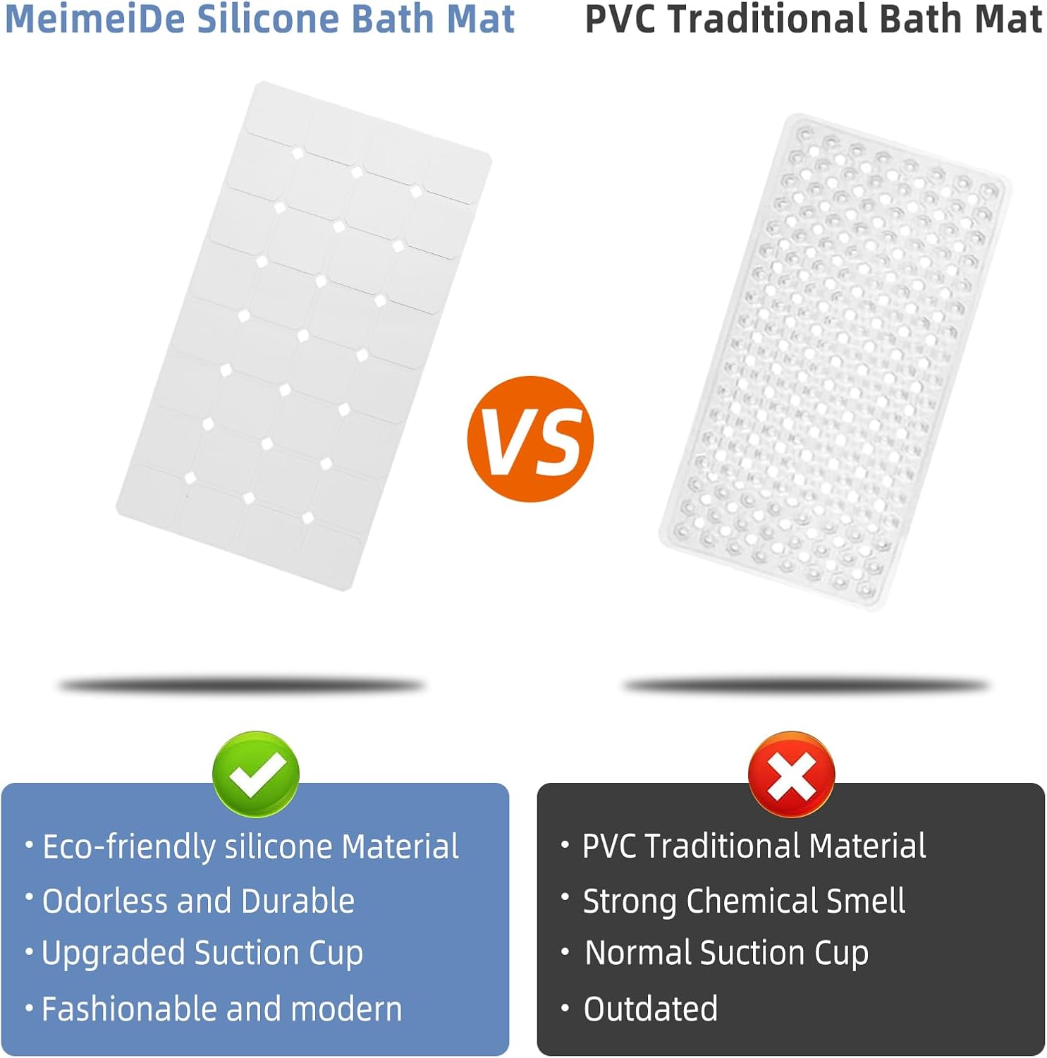 MeimeiDe Silicone Bathtub Mat 15 x 28 Non-Slip