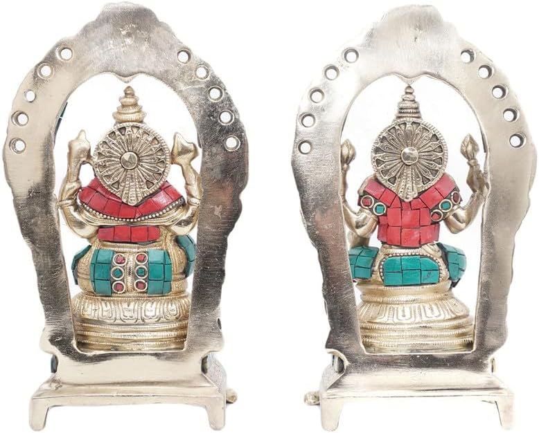 Statuestudio Handcrafted Ganesha Lakshmi Brass Idol