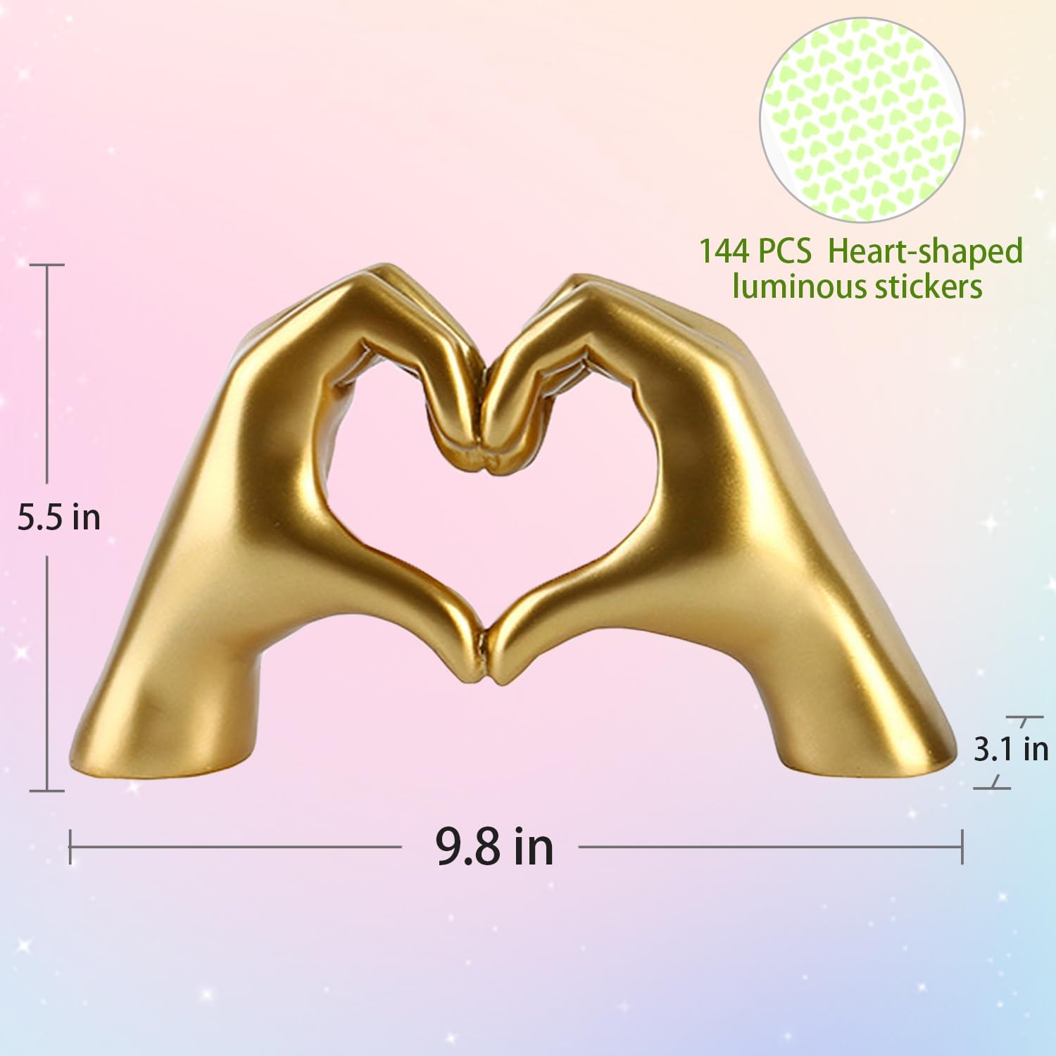Heart Hand Sculpture - Gold Big Hands Decor Statue