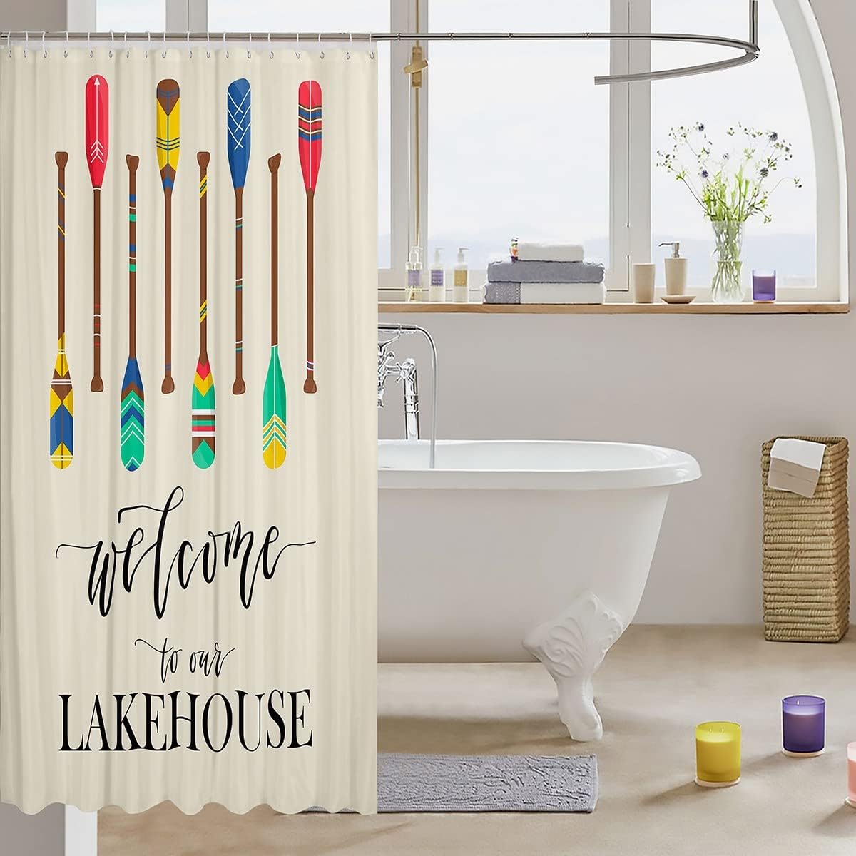 Erosebridal Lake House Decor Shower Curtain Set 72x78