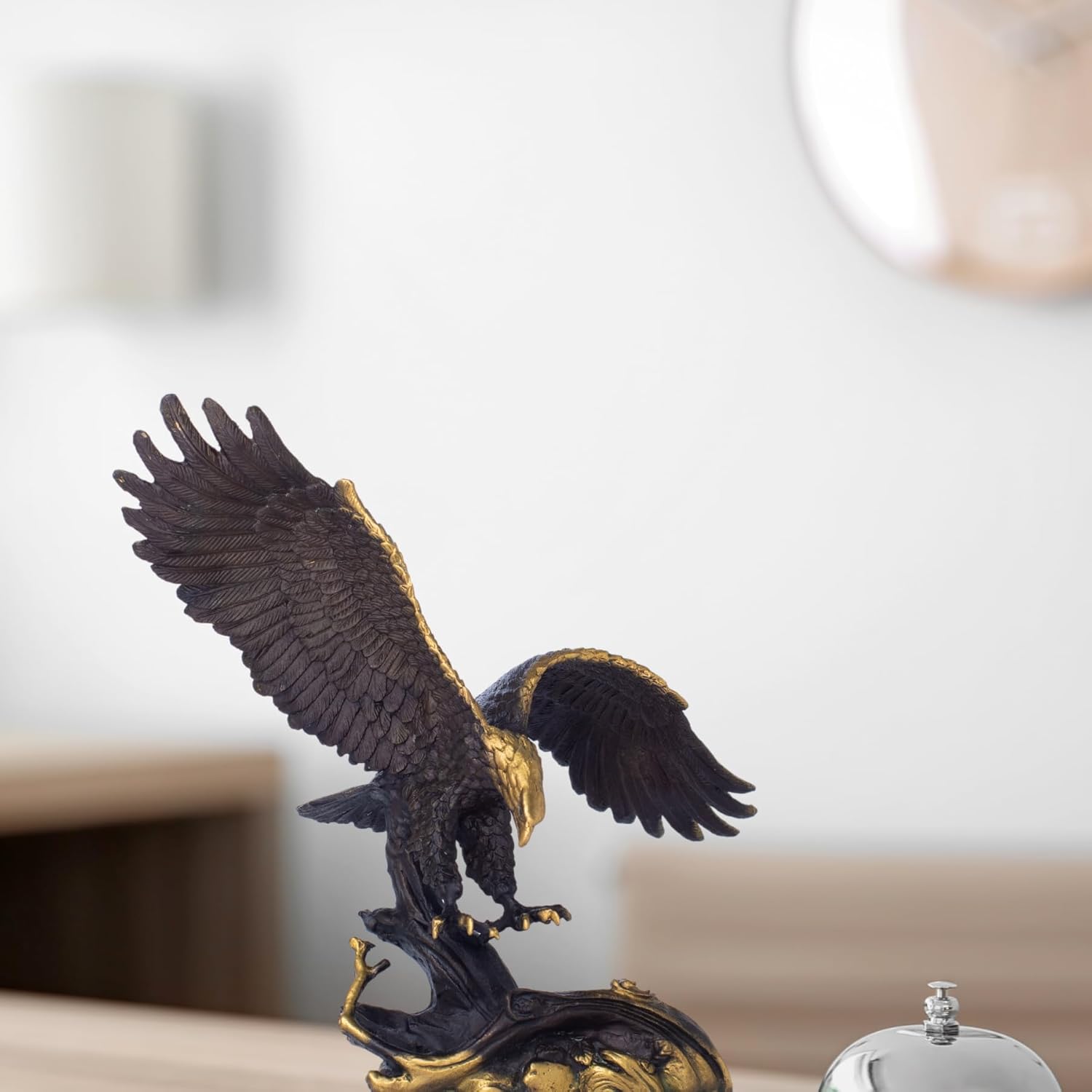 YouFine Brass Eagle Spread Wings Statue - Modern Home Office Decor