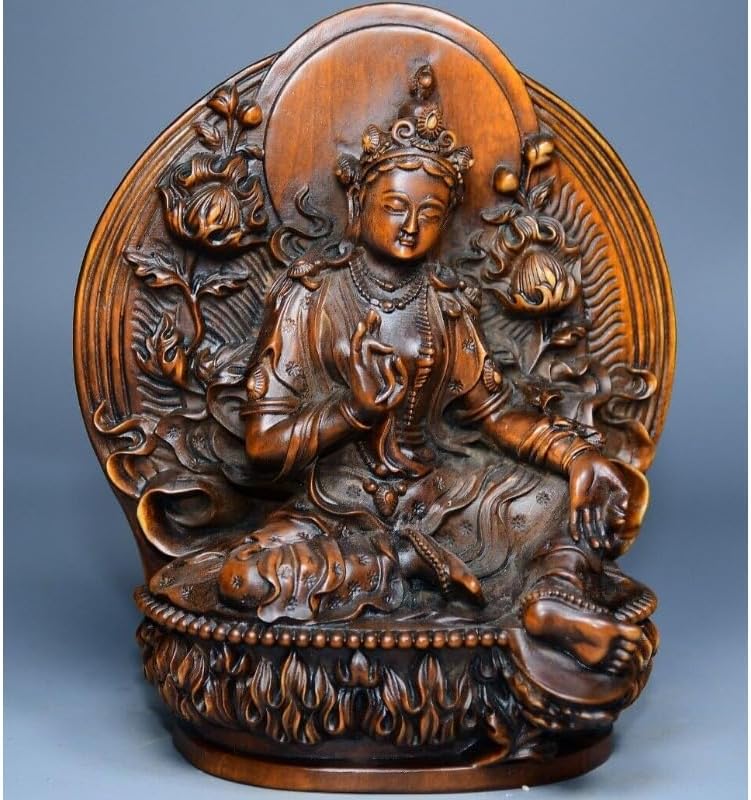 LimpaC Handmade Boxwood Tara Guanyin Statue Decor 1