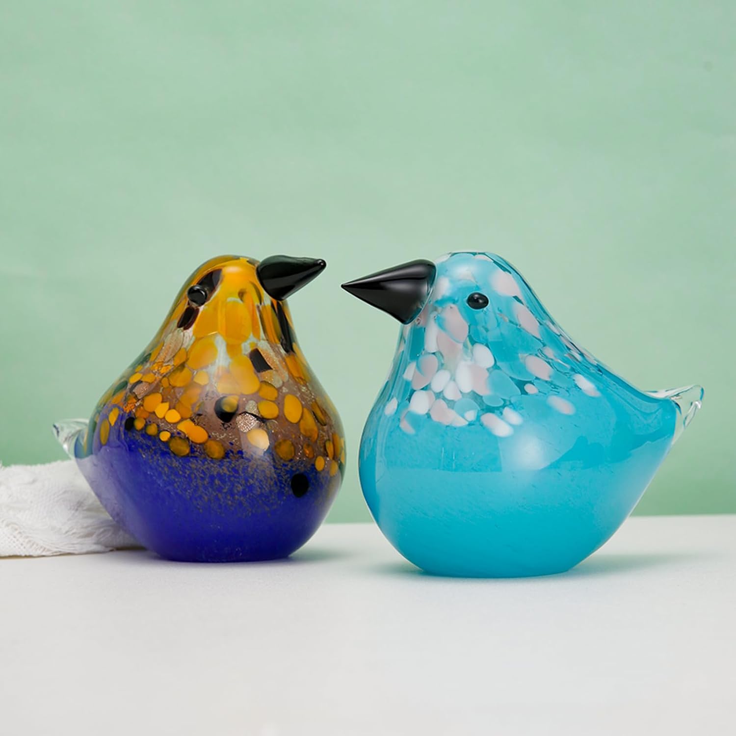 Handmade Blown Glass Bird Figurine Home Decor