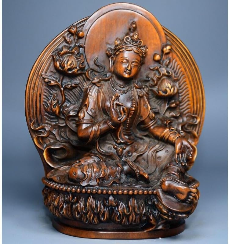 LimpaC Handmade Boxwood Tara Guanyin Statue Decor 1