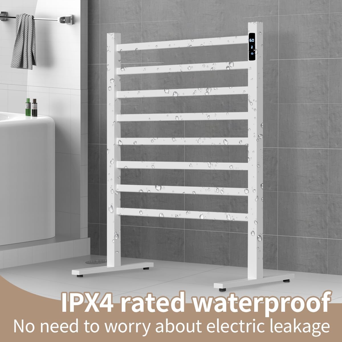 ZrgGea Freestanding Heated Towel Rack with Timer and Temperature Control