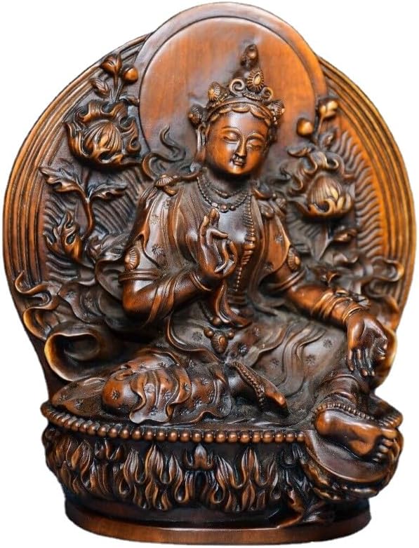 LimpaC Handmade Boxwood Tara Guanyin Statue Decor 1