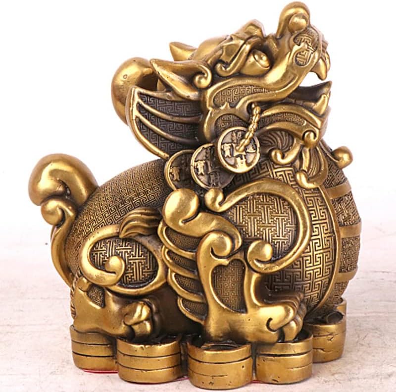 Usoway Brass Qilin Statue - Collectible Decor Accents