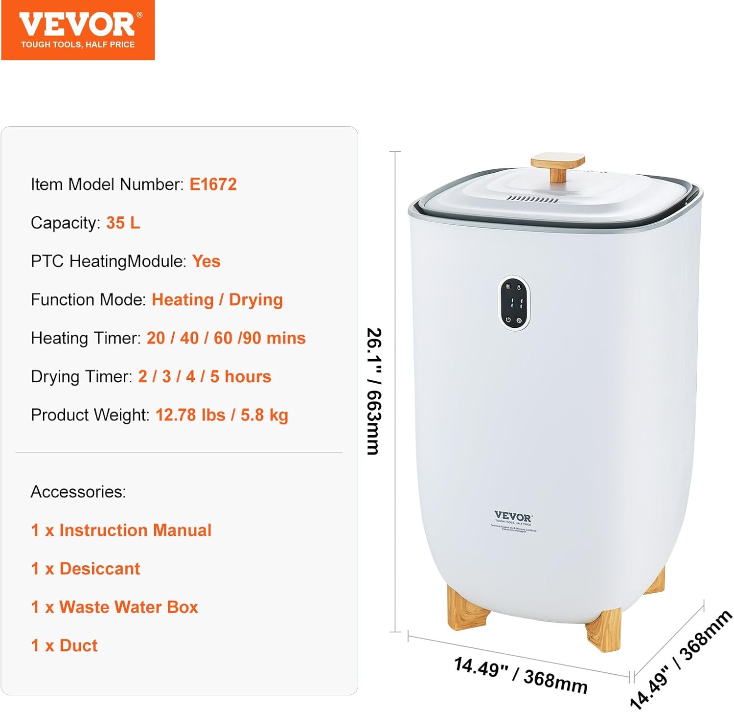 VEVOR 35L Towel Warmer with 4 Drying Modes and LED Display