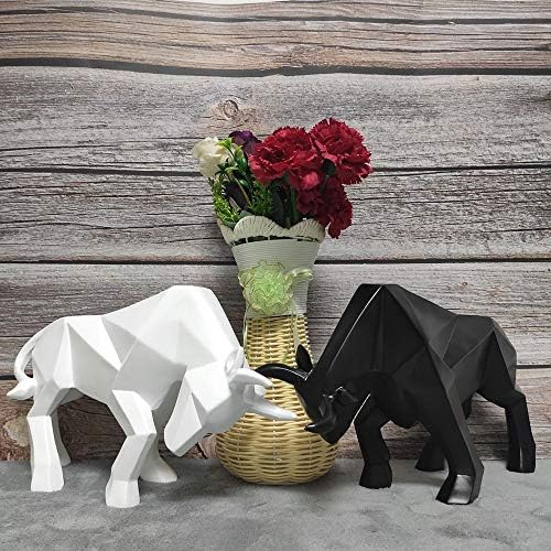 ASNOMY Black Bull Polyresin Statue Home Decor