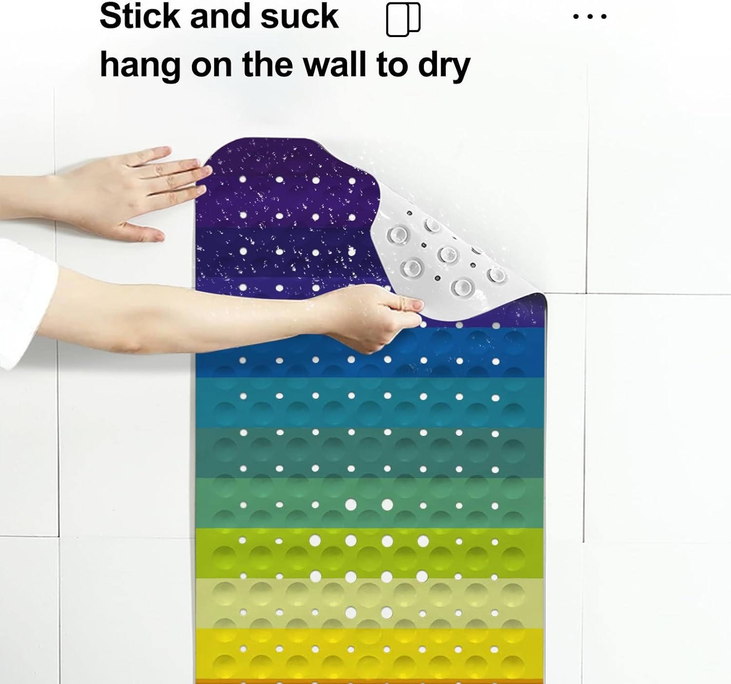 Lnond Rainbow Bathtub Mat 40 x 16 Inch Non-Slip
