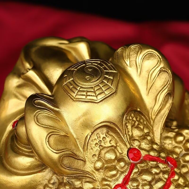Julrybox Golden Toad Figurine Brass Wealth Statue