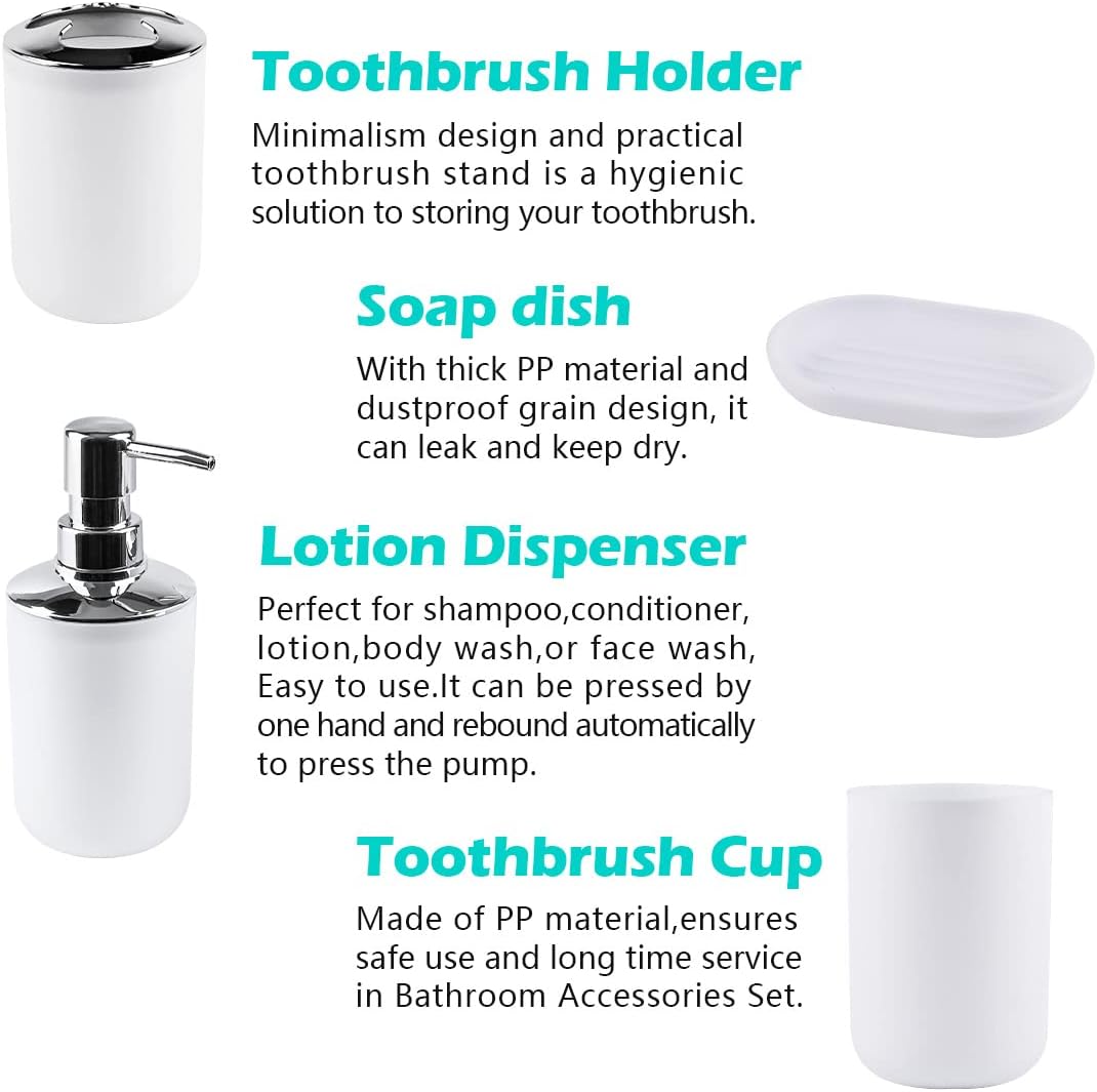 Papillon 6-Piece Bathroom Organize Set White