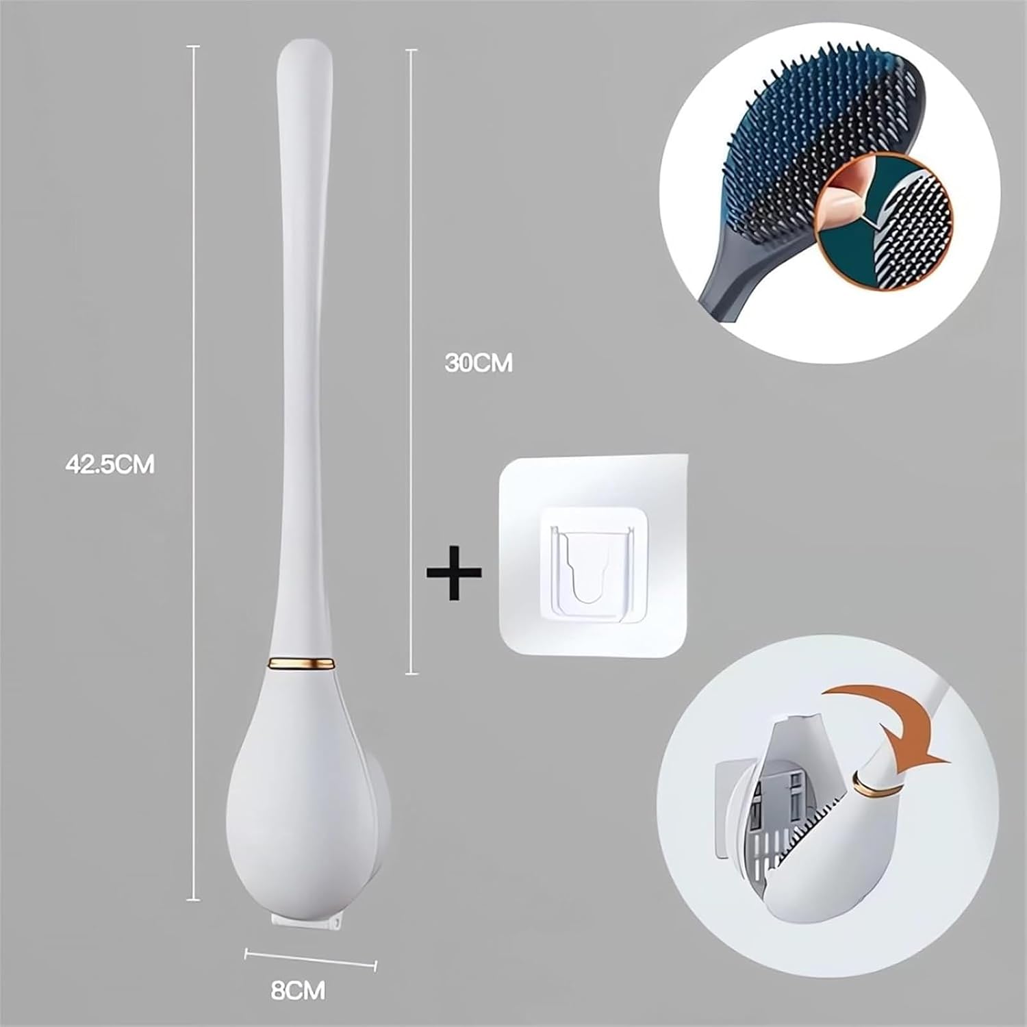 Modern Flexible Silicone Toilet Brush with Holder Set