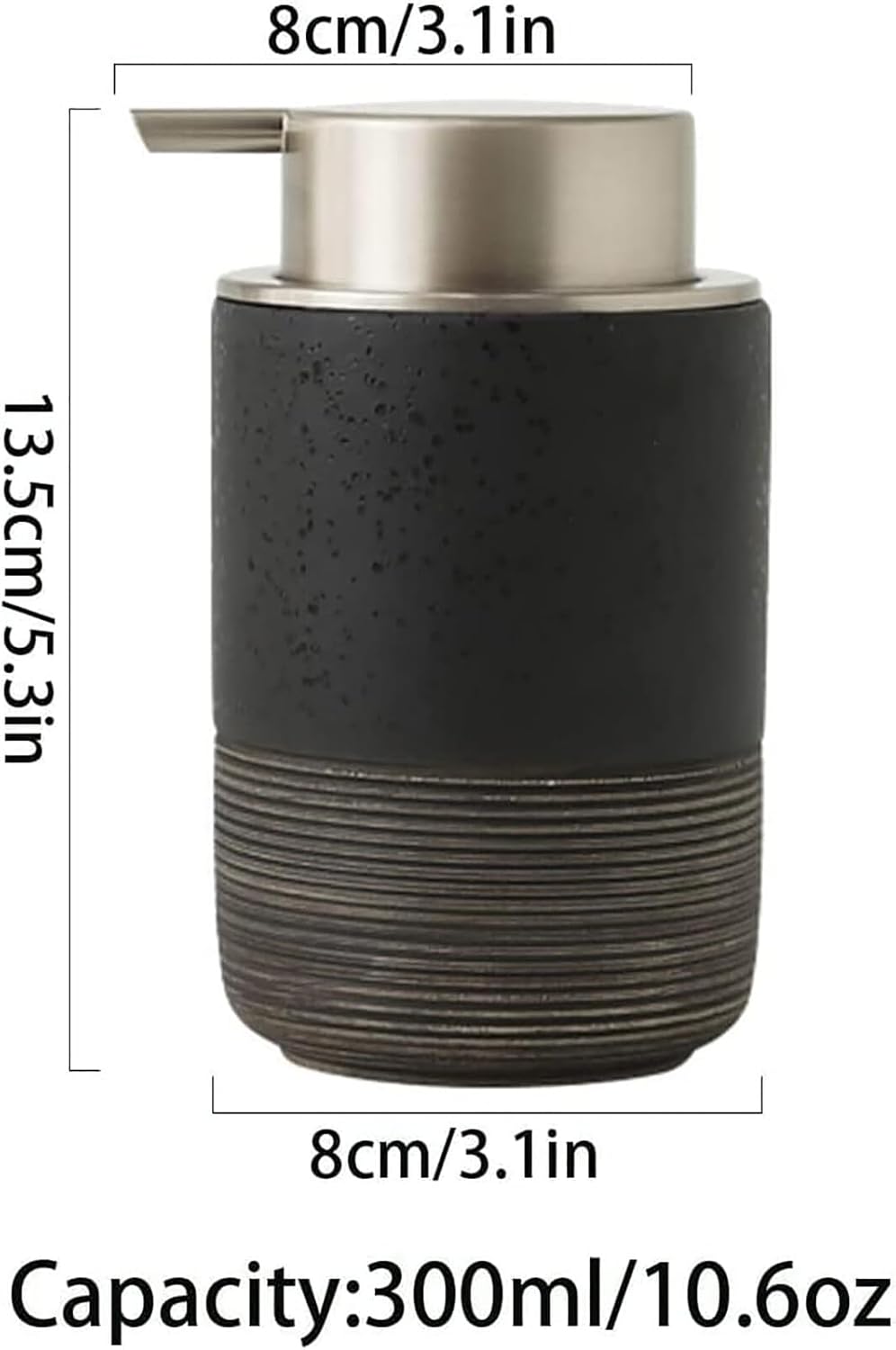 Ceramic Foaming Hand Soap Dispenser with Easy-to-Press Pump White