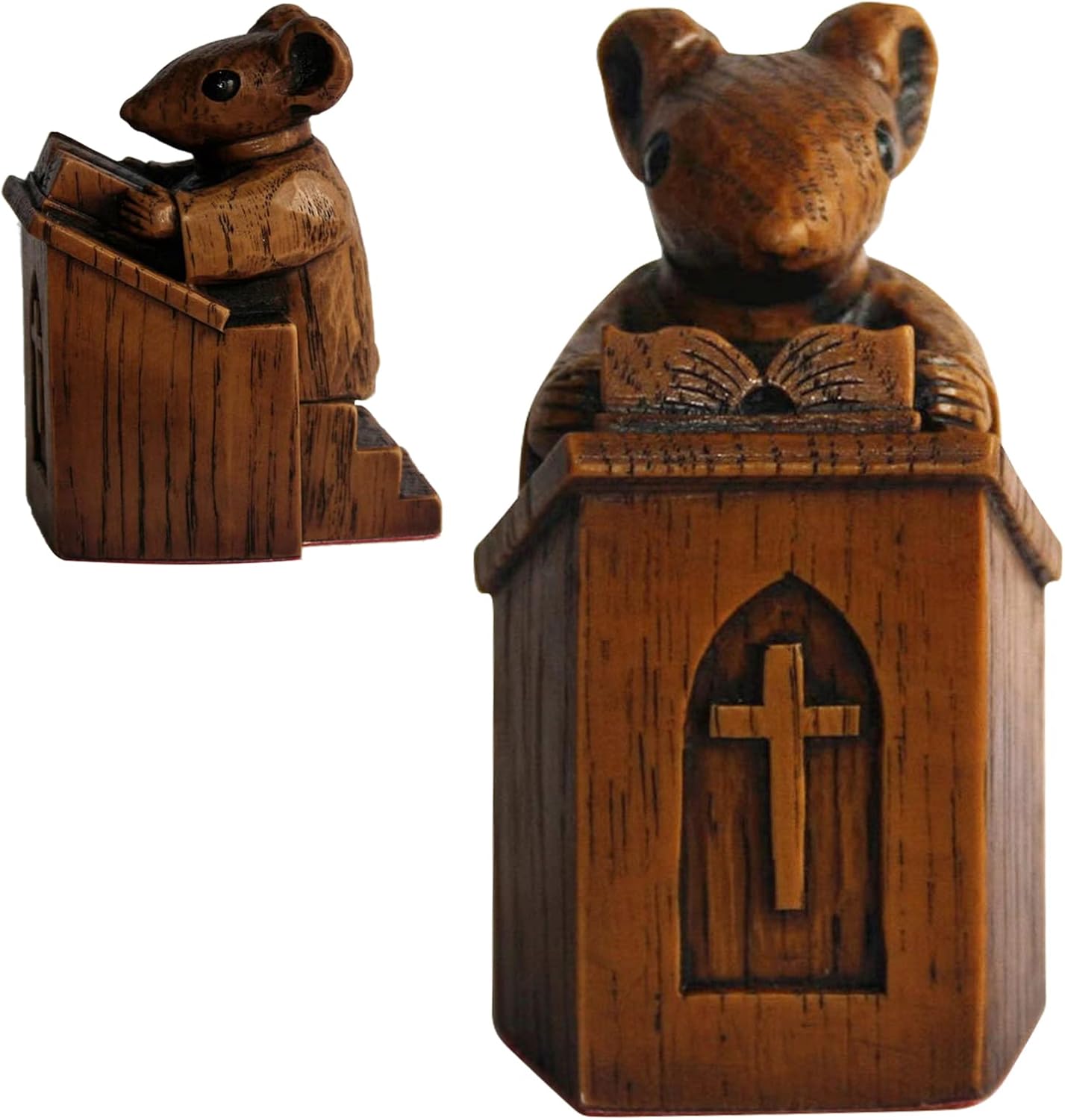 GAIBIJA Yuhoo Church Mouse Statue 10 Inch Wooden Sculpture