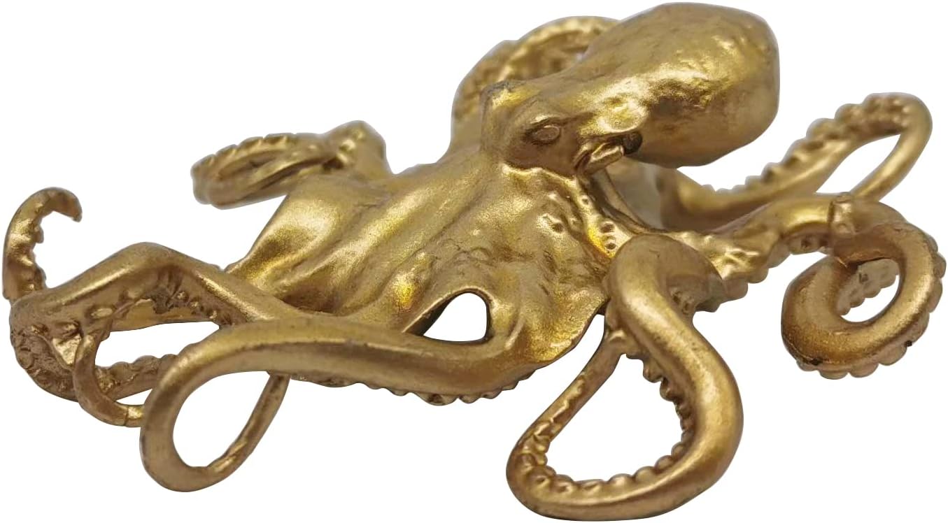 Pewery Gold Mini Octopus Figurine Home Office Garden Decor