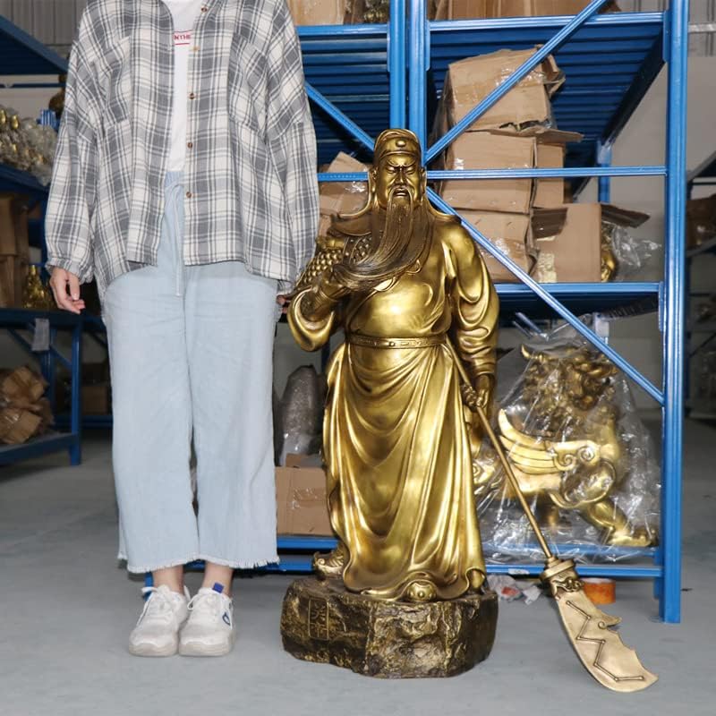 Usoway Large Copper Guan Gong Statue for Home Office