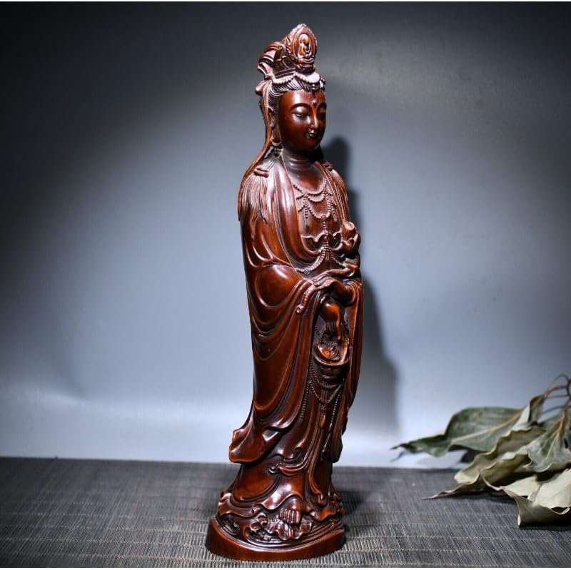 LimpaC Handmade Boxwood Guanyin Statue