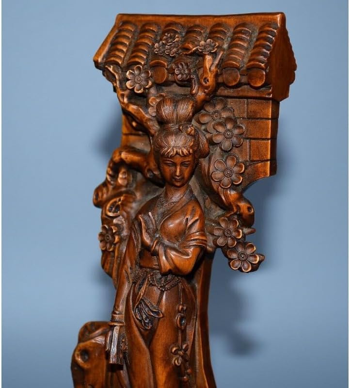 LimpaC Mini Boxwood Plum Blossom Statue Handmade Decor