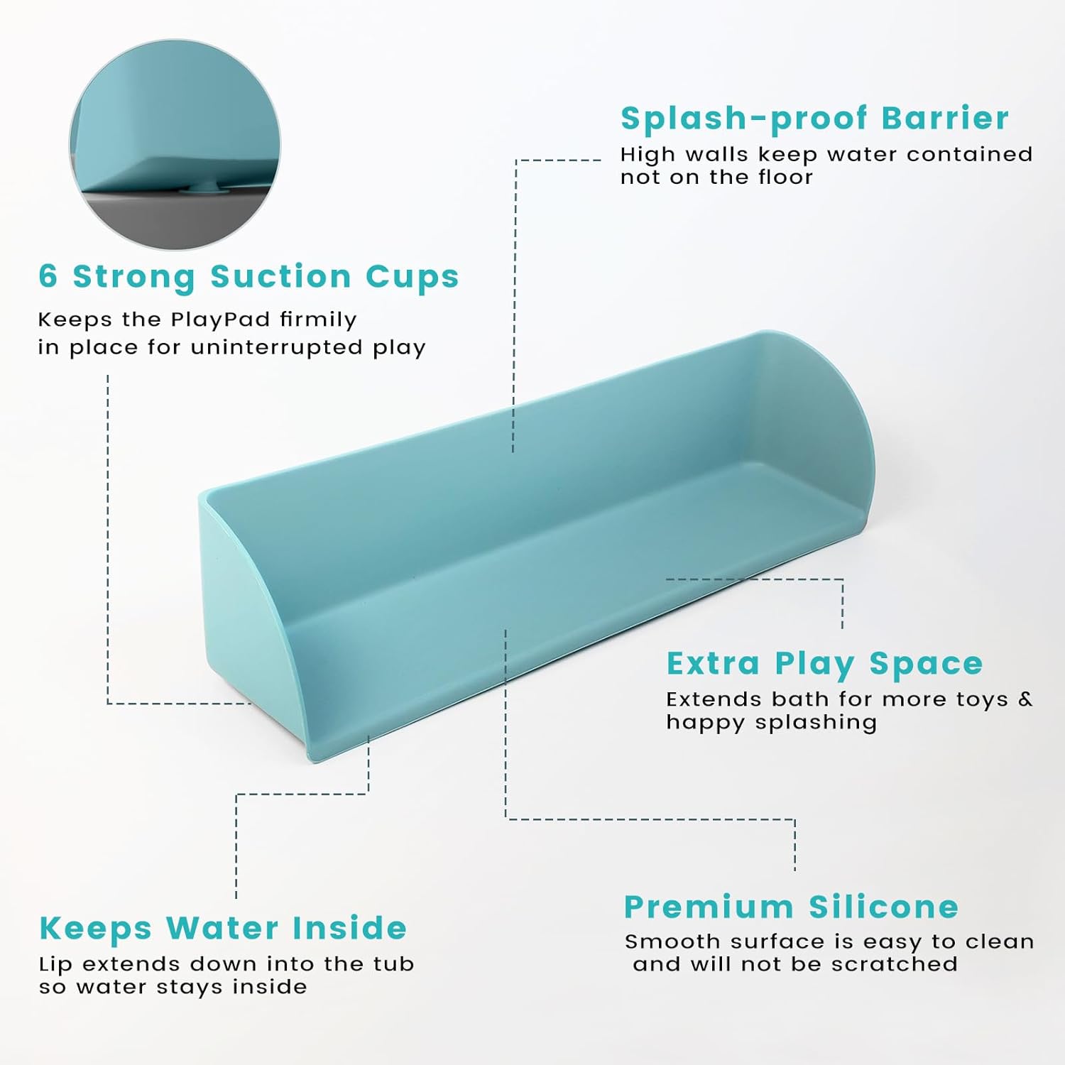 WaterLuu Silicone Splash Guard with Suction Cups Green