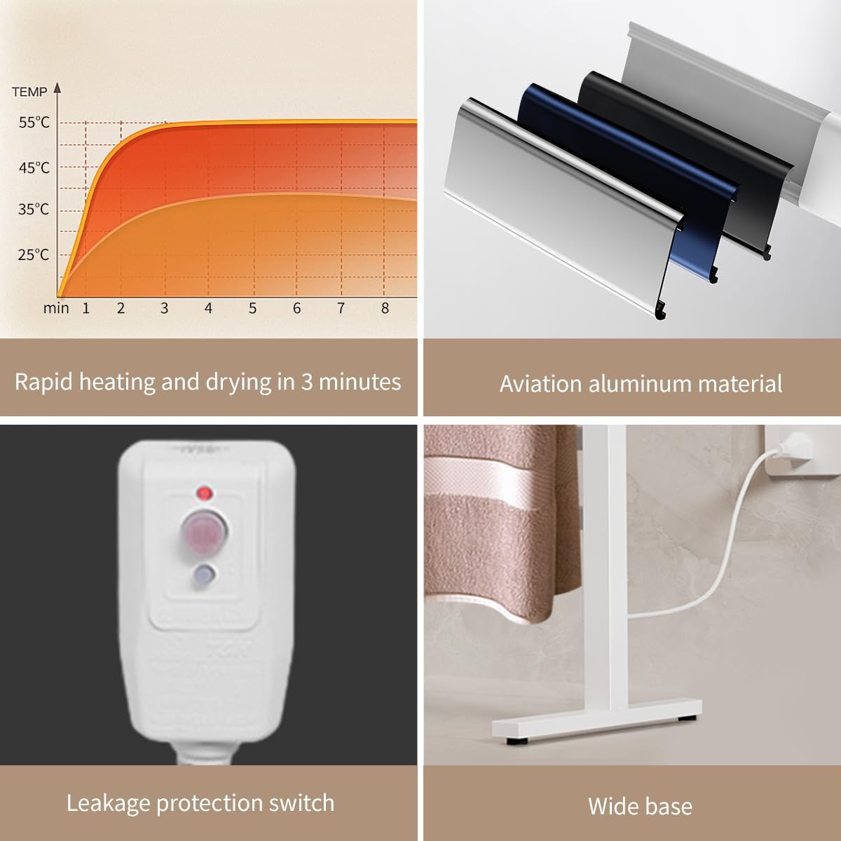 ZrgGea Freestanding Heated Towel Rack with Timer and Temperature Control