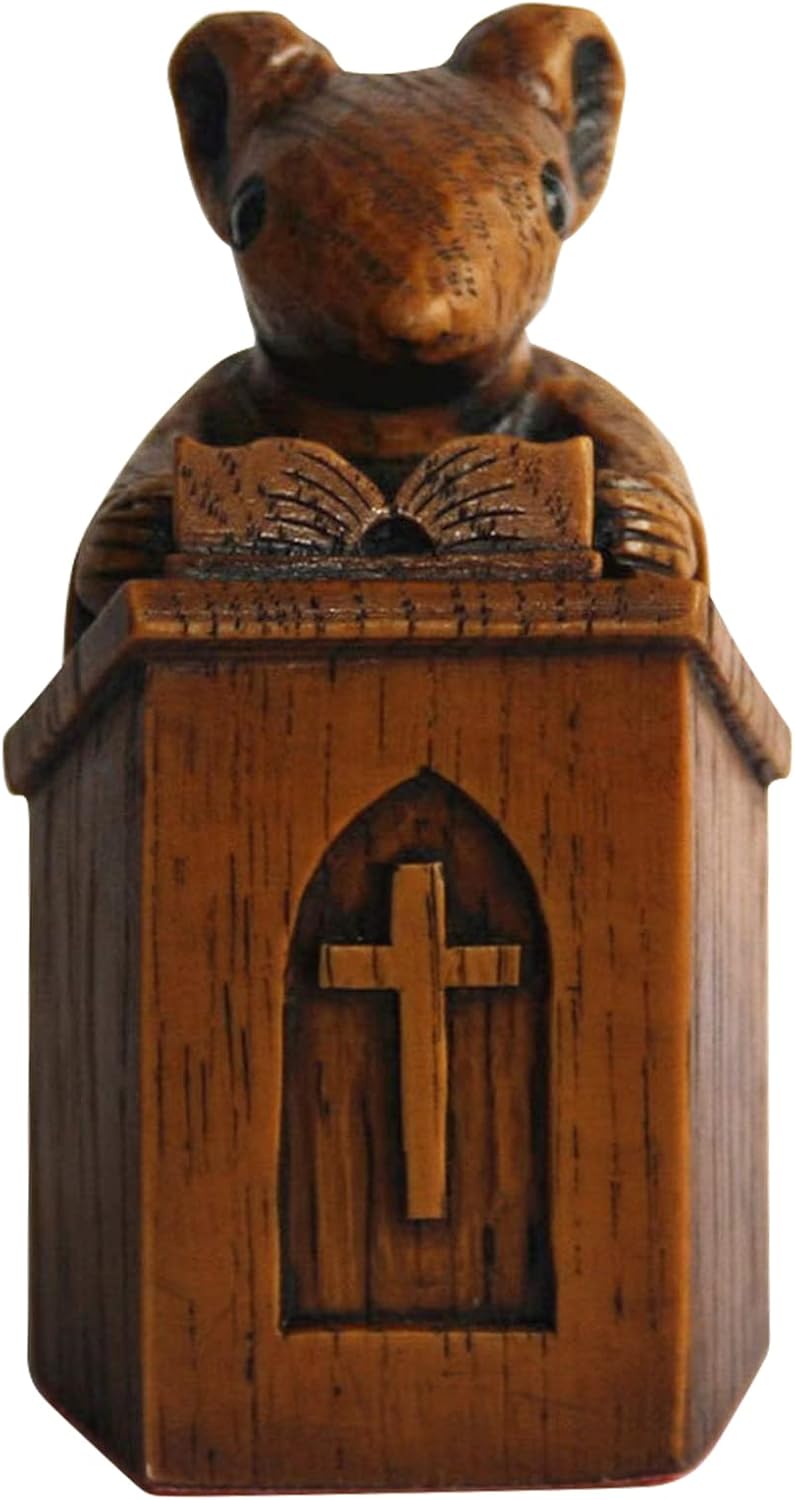 GAIBIJA Yuhoo Church Mouse Statue 10 Inch Wooden Sculpture