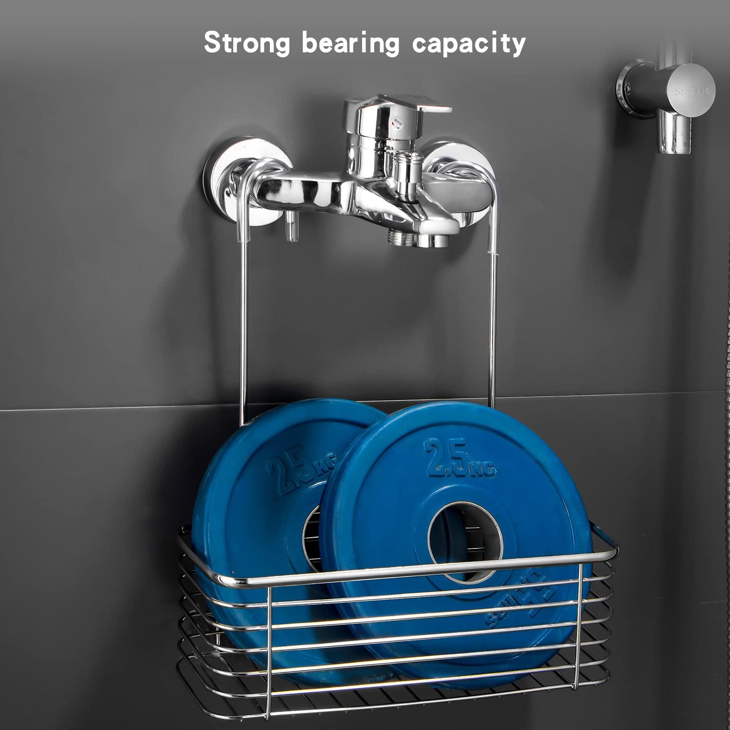 304 Stainless Steel Hanging Shower Rack with Rotatable Hooks