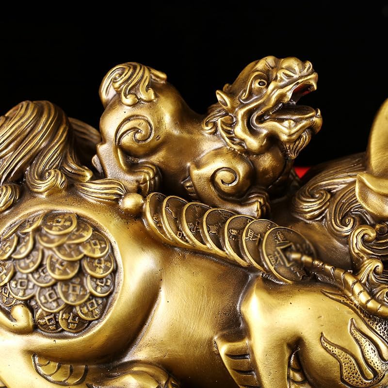 Usoway Golden Brass Wealth Dragon Figure