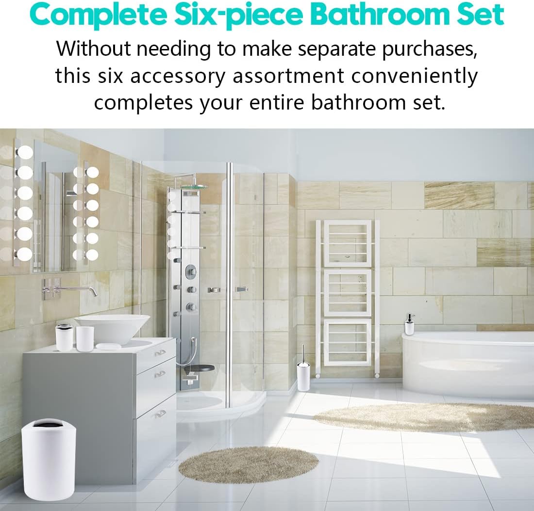 Papillon 6-Piece Bathroom Organize Set White