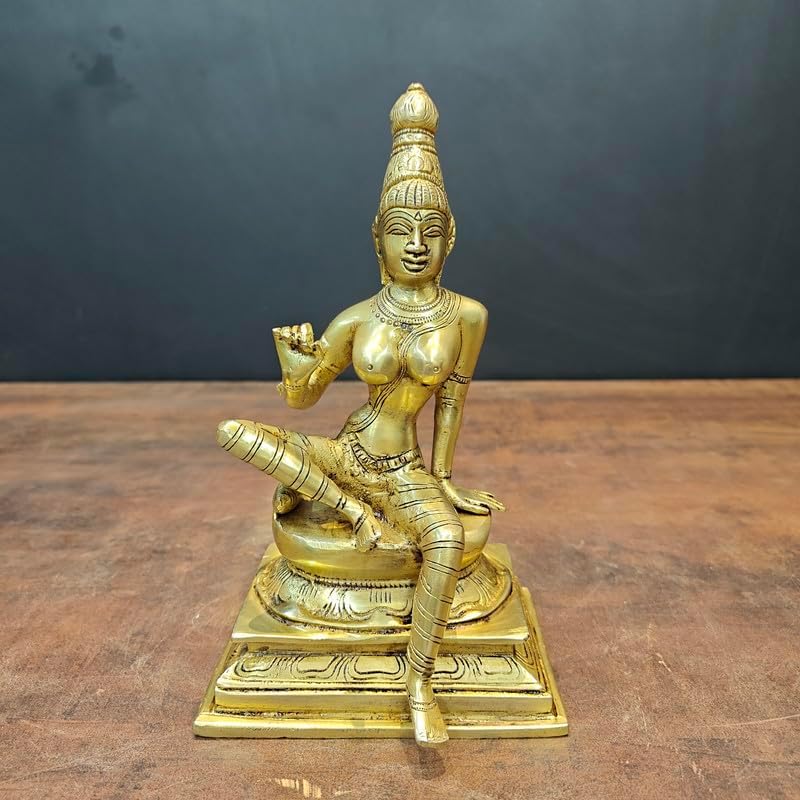 Statuestudio Antique Seated Parvati Brass Statue 85 Inch