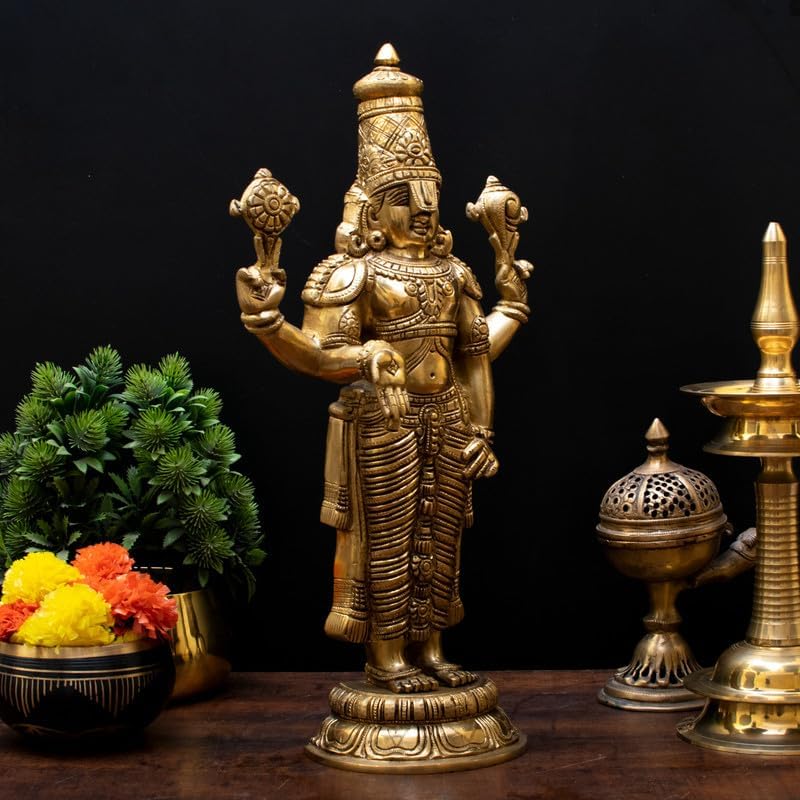 Statuestudio Brass Tirupati Balaji Idol for Home Temple