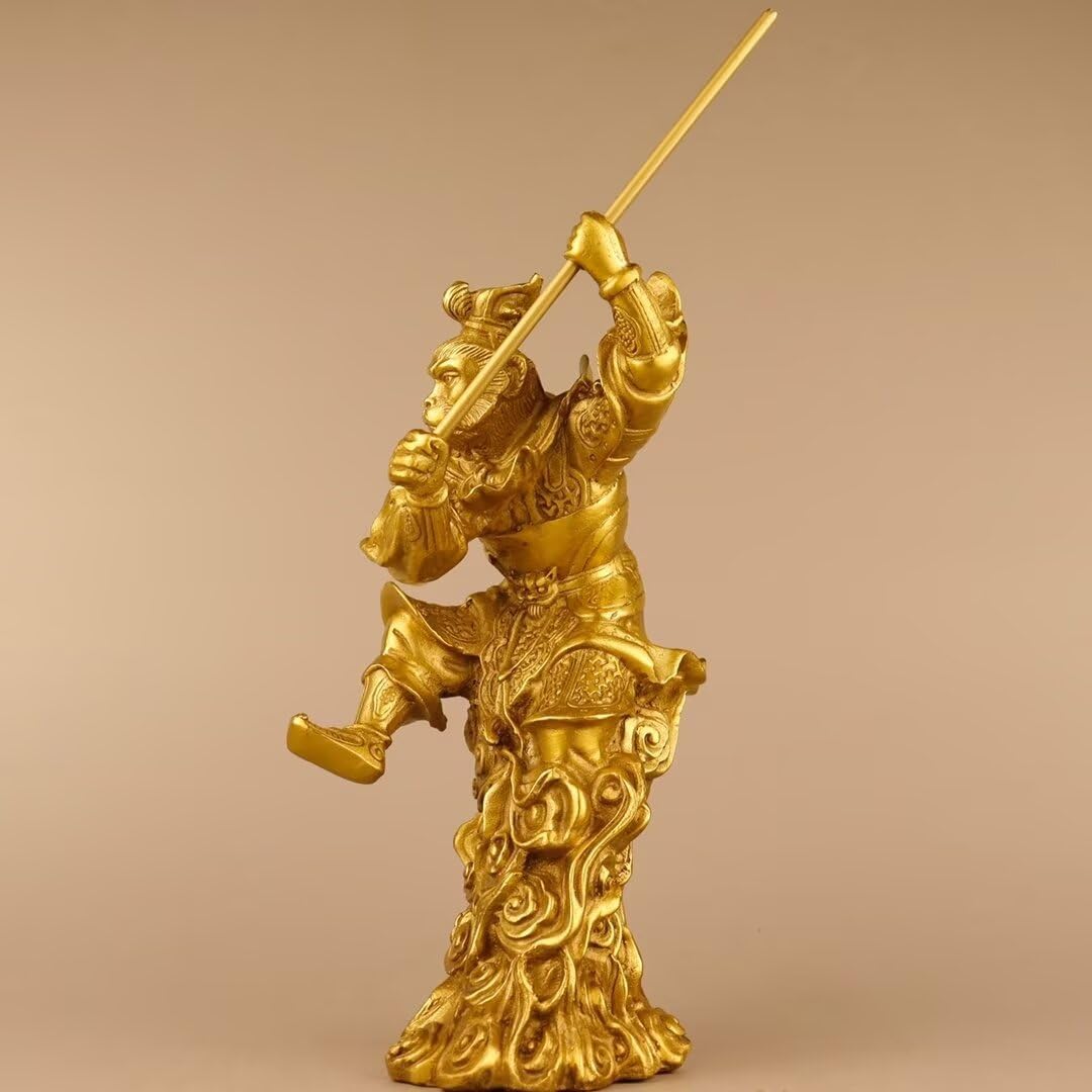 Chinese Brass Monkey King Statue Wukong Figurine Decor