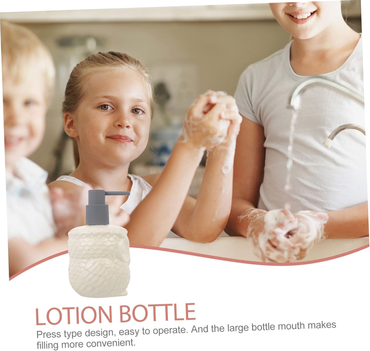 PRETYZOOM Modern Owl Ceramic Lotion Dispenser 440ml Reusable Soap Bottle