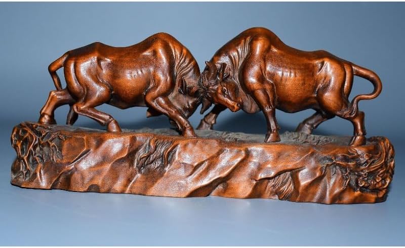 LimpaC Mini Boxwood Zodiac Ox Statues Handmade Decor