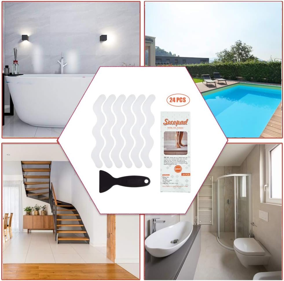 Secopad 36 PCS Non Slip Bath Stickers with Scraper