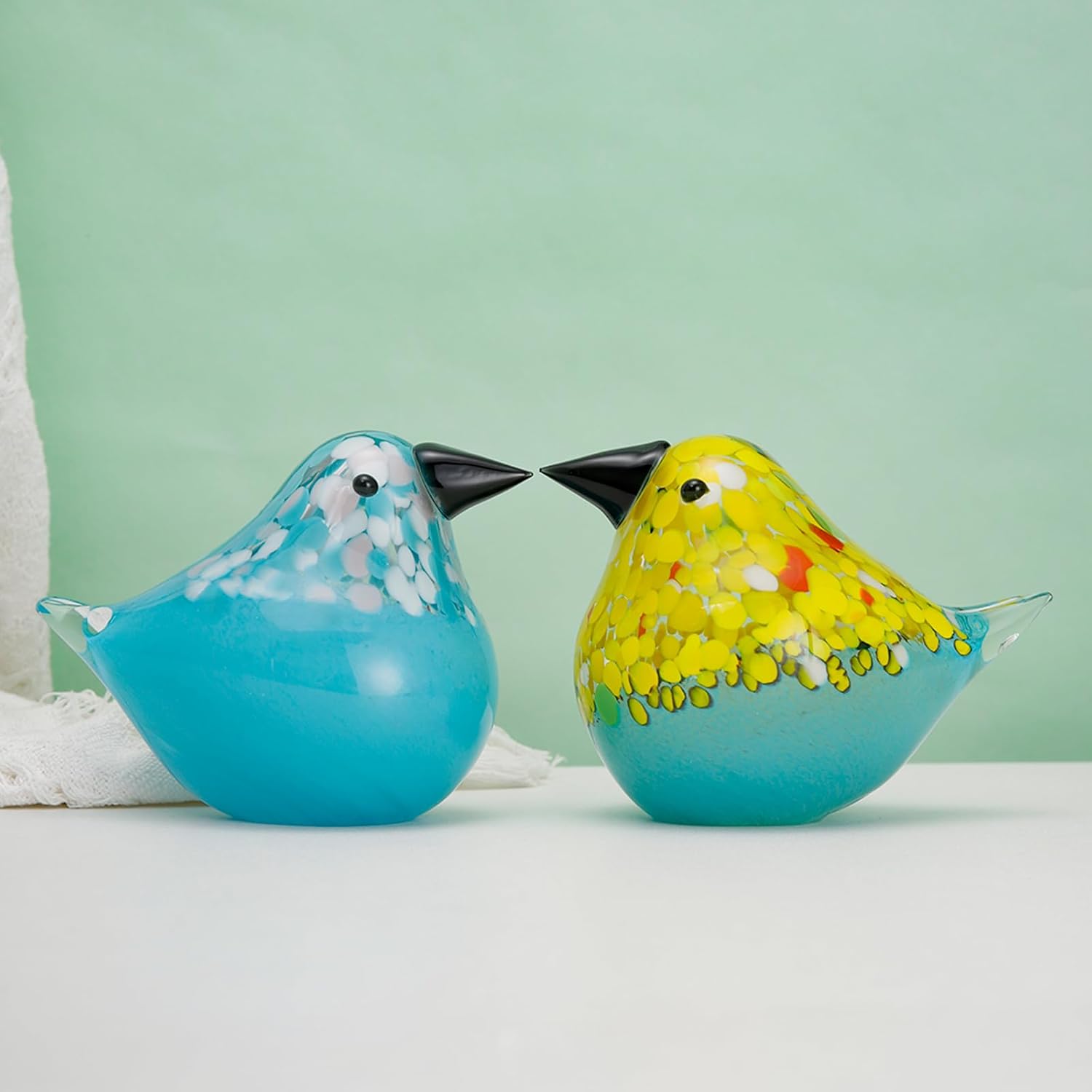 ORRFIDDY Handmade Glass Bird Statue Figurine Decoration