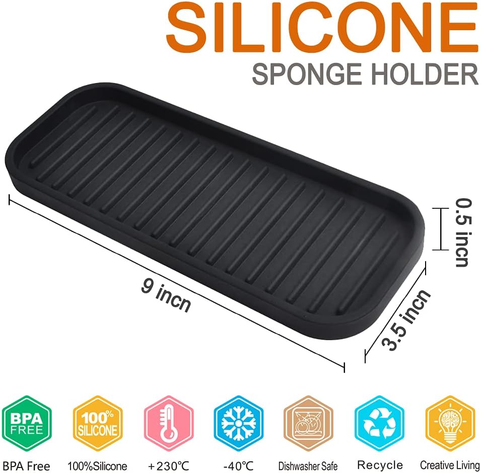 Gosmol Silicone Sponge Holder 2 Pack - Counter Organizer and Dish Caddy