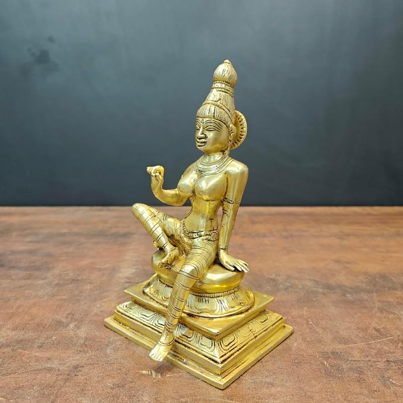 Statuestudio Antique Seated Parvati Brass Statue 85 Inch