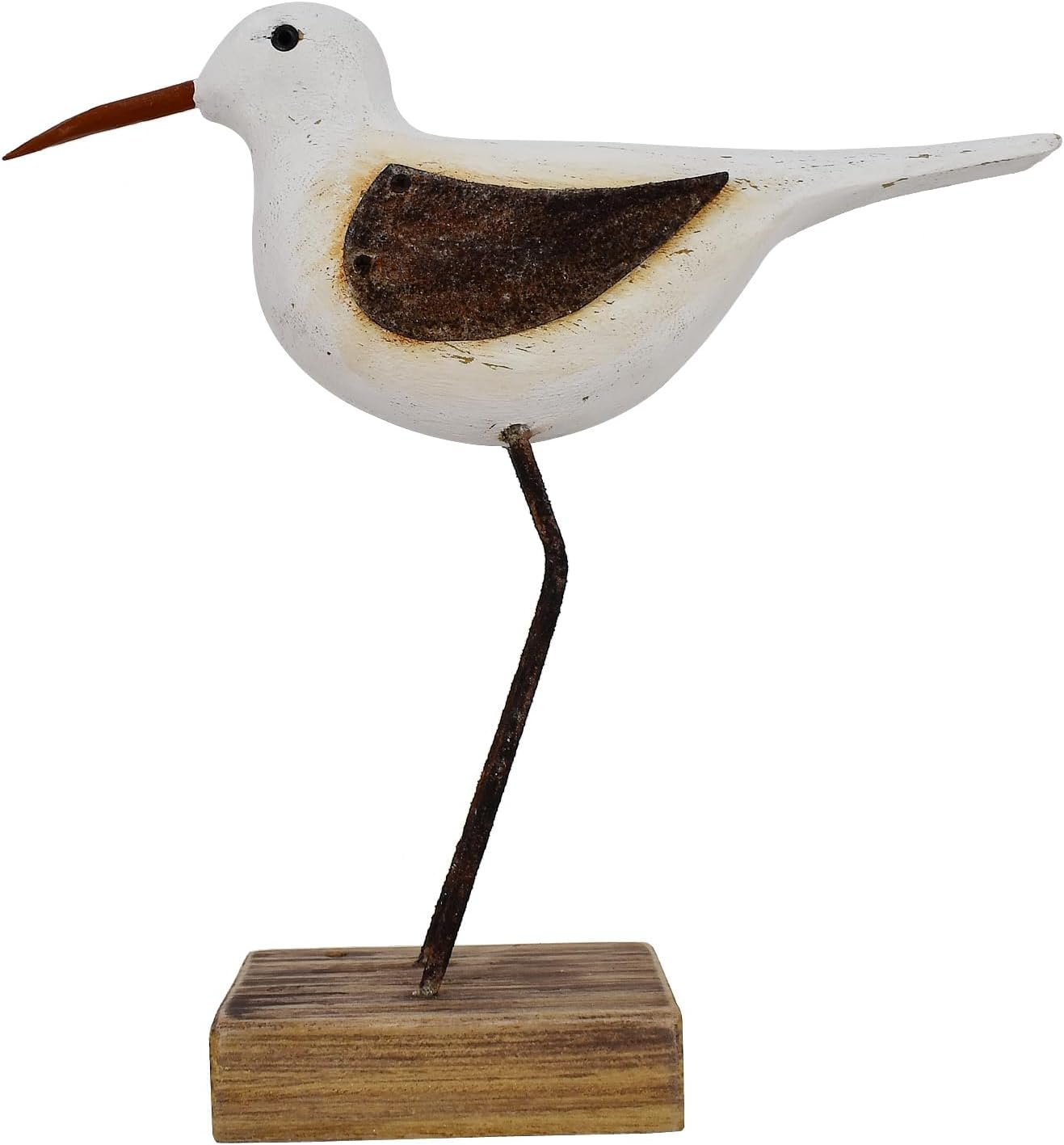 Wood Seagull Statue Nautical Decor Coastal Bird Sculpture