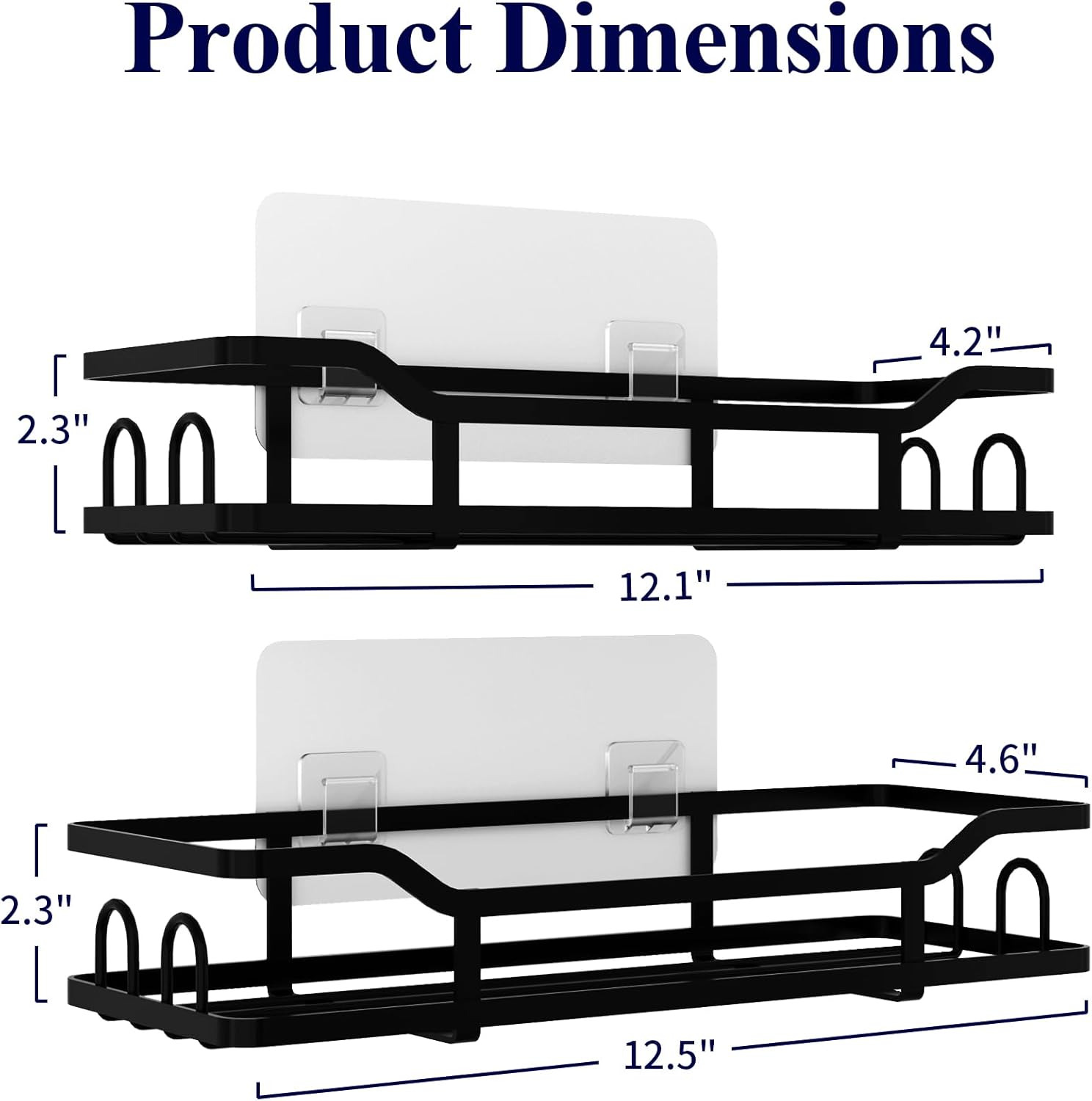 Kitsure Shower Caddy 2-Pack Black 8 Hooks Wall Mount