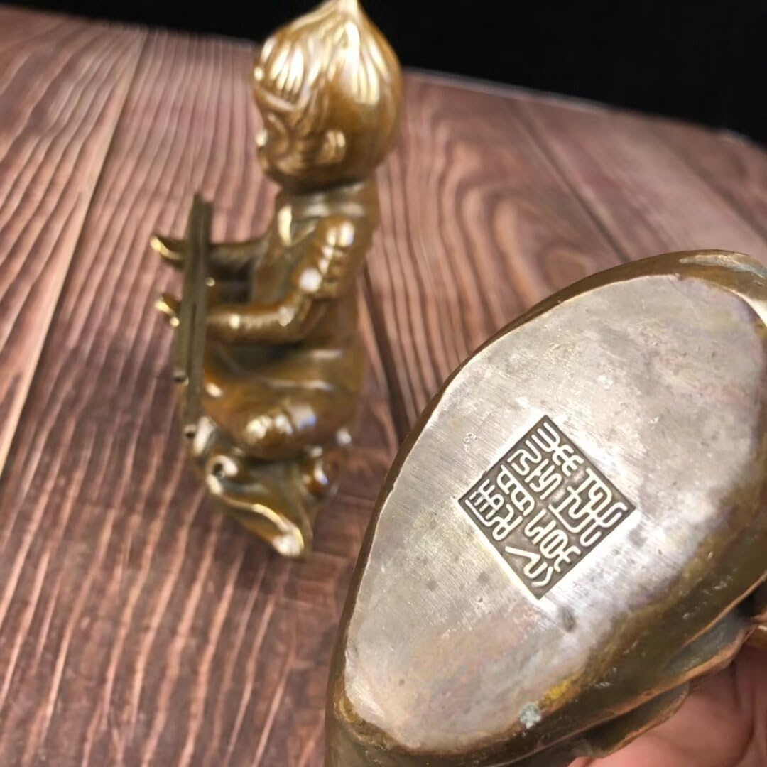 Julrybox Pure Copper Wukong Statue Brass Decor Figurine