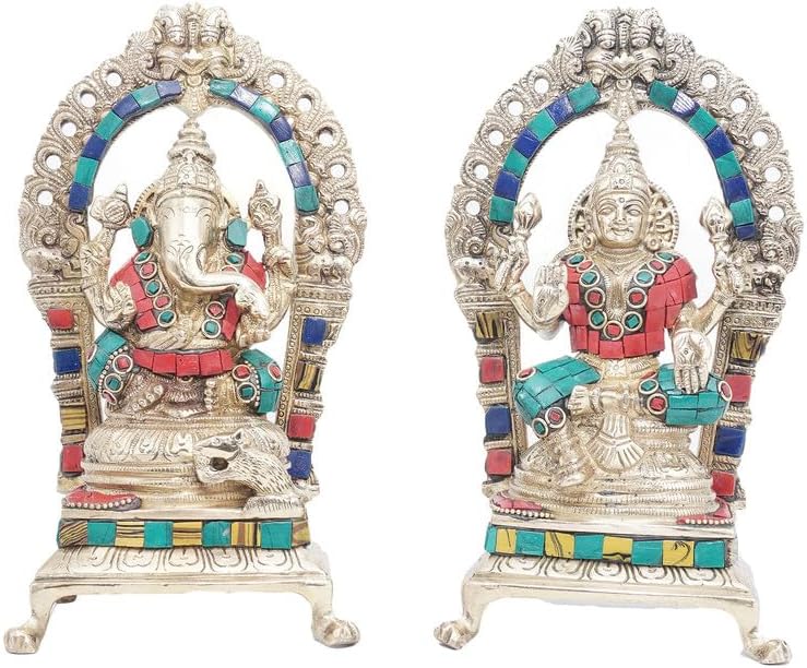 Statuestudio Handcrafted Ganesha Lakshmi Brass Idol