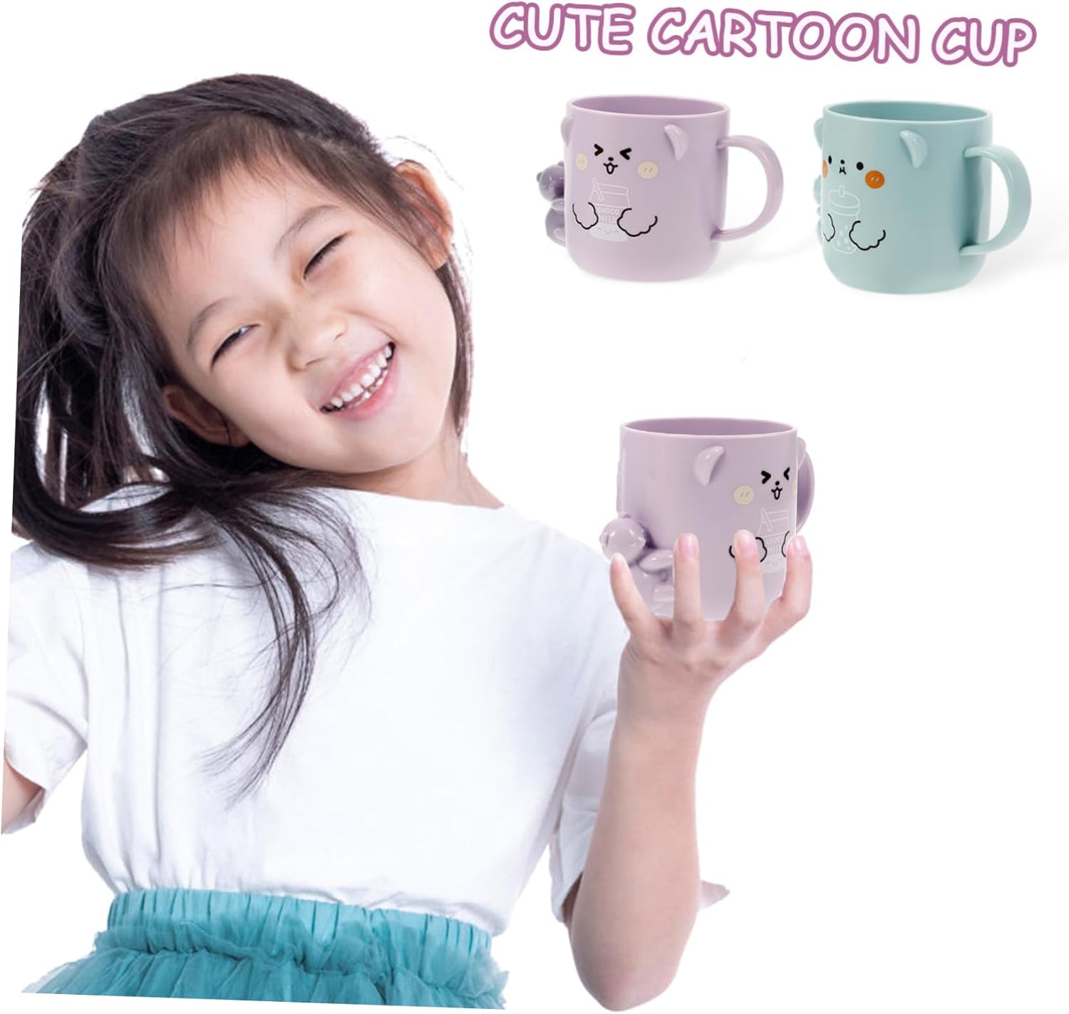2Pcs Cute Bear Design Reusable Plastic Tumblers for Toothbrush